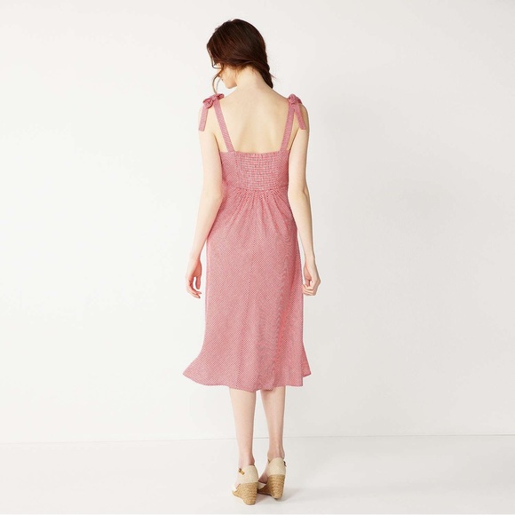 DRAPER JAMES RSVP | Bow Strap Midi Dress Cherry Gingham XL - Picture 2 of 11